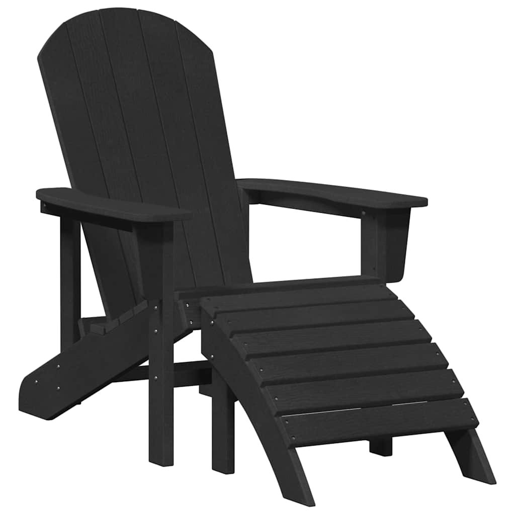 Adirondack-tuoli jalkatuella Musta HDPE