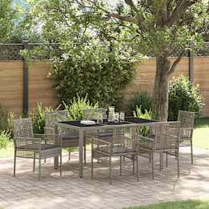 Komplet za jedilnico v vrtu 7 pcs Siva poli ratan