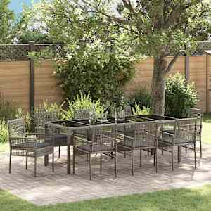 Komplet za jedilnico v vrtu 9 pcs Siva poli ratan