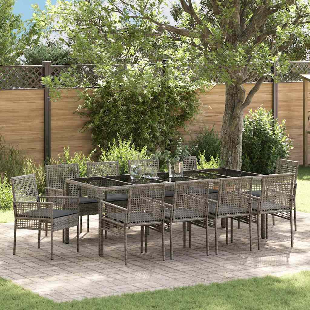 Sæt af 6 Grå, Sort Polyrattan, Pulverlakeret stål, Hærdet glas