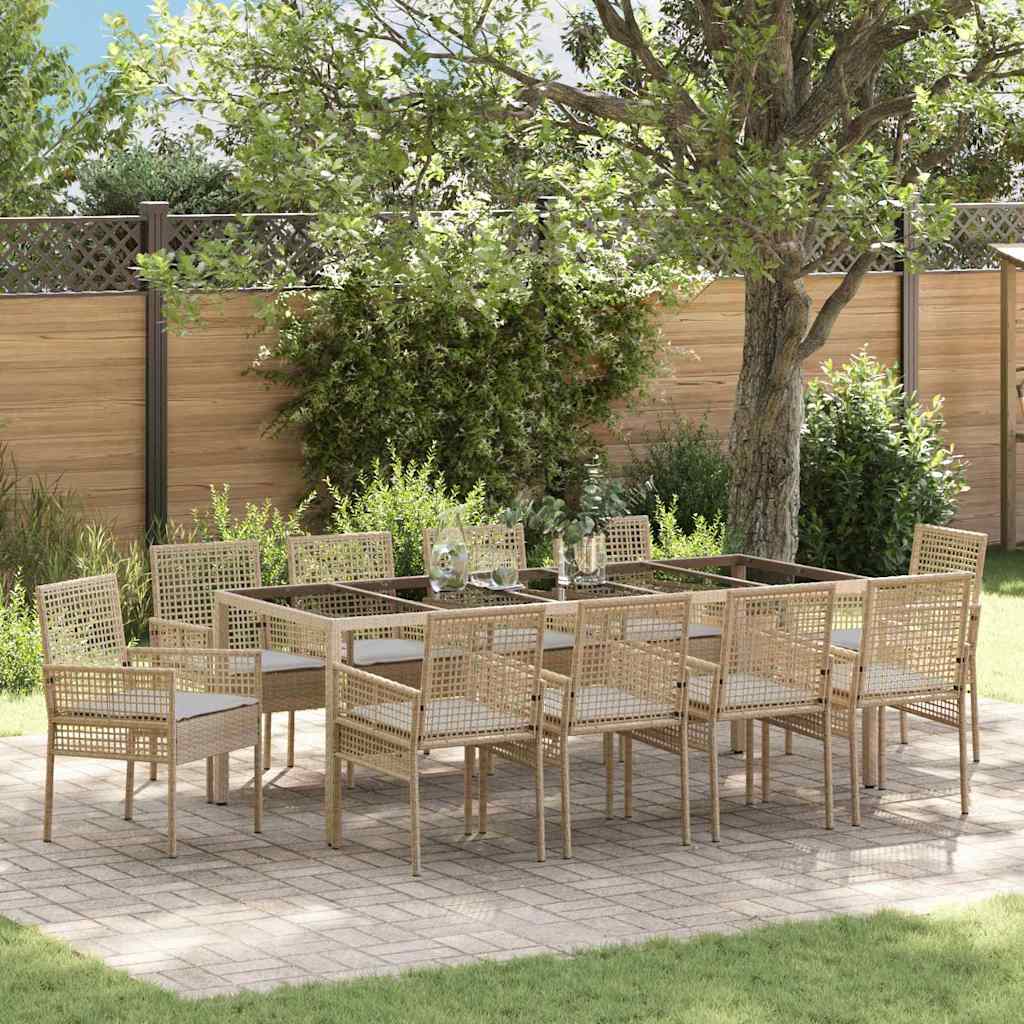 11 Dels Havemøbel Sæt med Puder Beige Polyrattan