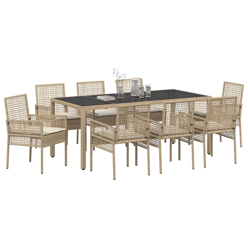 vidaXL Tuin Eetset 9 pcs Beige Groot PE riet