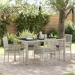 Komplet za jedilnico v vrtu 5 pcs Svetlo siva poli ratan