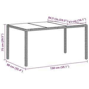 Zahradní jídelní souprava 7 pcs Světle šedá polyratan - obrázek 11