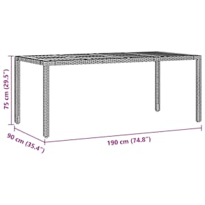 Zahradní jídelní souprava 7 pcs Černá polyratan - obrázek 11