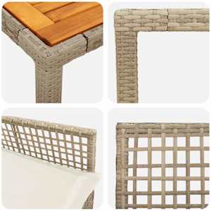 Zahradní jídelní souprava 3 pcs Béžová polyratan - obrázek 9