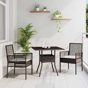 Komplet za jedilnico v vrtu 3 pcs Rjava poli ratan