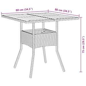 Zahradní jídelní souprava 3 pcs Černá polyratan - obrázek 11