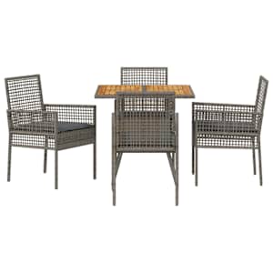 Zahradní jídelní souprava 5 pcs Šedá polyratan - obrázek 7