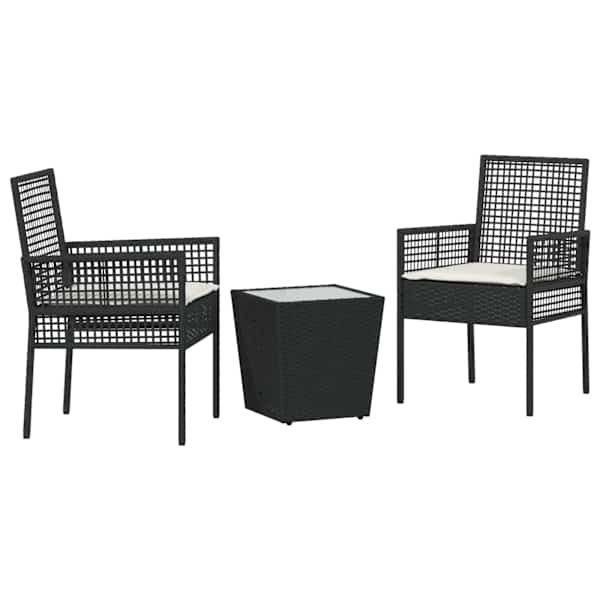 vidaXL Aia Bistroo Komplekt 3 tk Must pol&uuml;rotang