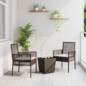 Vrtnik Bistro Set 3 pcs Rjava poli ratan