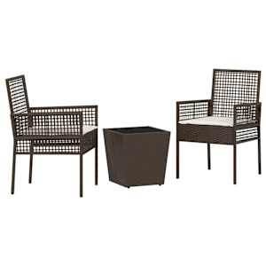 Zahradní bistro set 3 pcs Hnědá polyratan - obrázek 2