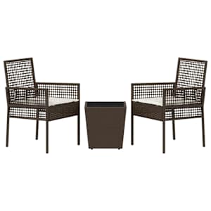 Zahradní bistro set 3 pcs Hnědá polyratan - obrázek 7