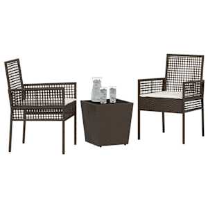 Zahradní bistro set 3 pcs Hnědá polyratan - obrázek 3
