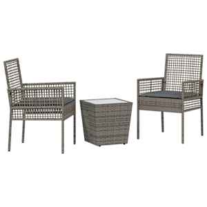 Zahradní bistro set 3 pcs Šedá polyratan - obrázek 2