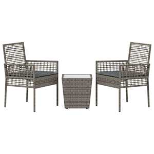 Zahradní bistro set 3 pcs Šedá polyratan - obrázek 7