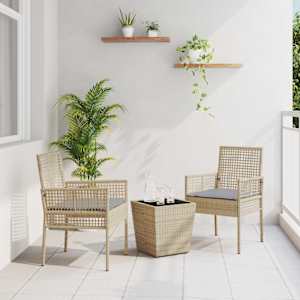 Zahradní bistro set 3 pcs Béžová polyratan - obrázek 1