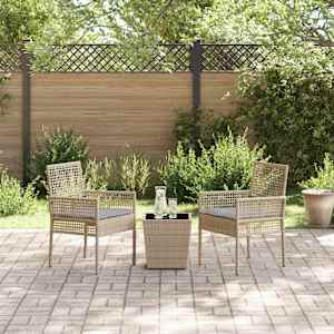 Zahradní bistro set 3 pcs Béžová polyratan - obrázek 4