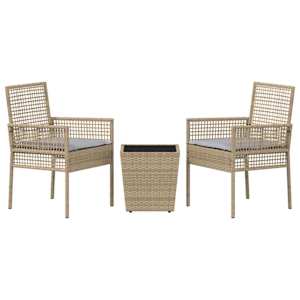 Zahradní bistro set 3 pcs Béžová polyratan - obrázek 7