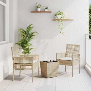 Vrtnik Bistro Set 3 pcs Bež poli ratan