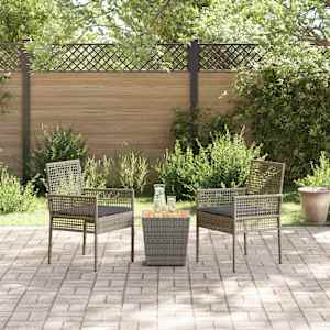 Zahradní bistro set 3 pcs Šedá polyratan - obrázek 4