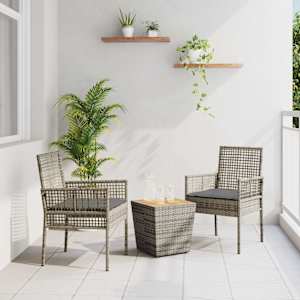 Vrtnik Bistro Set 3 pcs Siva poli ratan