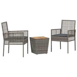 Zahradní bistro set 3 pcs Šedá polyratan - obrázek 2