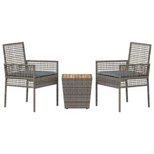 Zahradní bistro set 3 pcs Šedá polyratan - obrázek 7