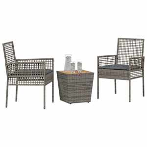 Zahradní bistro set 3 pcs Šedá polyratan - obrázek 3