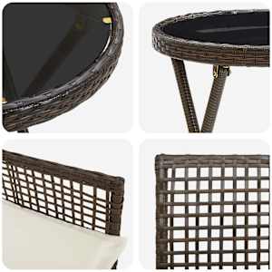 Zahradní bistro set 3 pcs Hnědá polyratan - obrázek 9