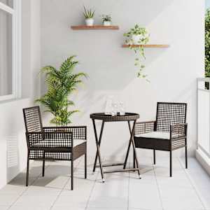Zahradní bistro set 3 pcs Hnědá polyratan - obrázek 1