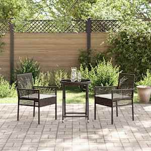 Zahradní bistro set 3 pcs Hnědá polyratan - obrázek 4