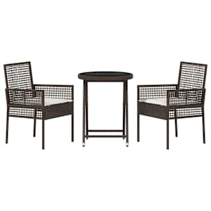 Zahradní bistro set 3 pcs Hnědá polyratan - obrázek 7