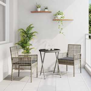 Vrtnik Bistro Set 3 pcs Siva poli ratan