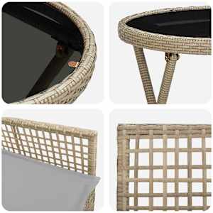 Zahradní bistro set 3 pcs Béžová polyratan - obrázek 9