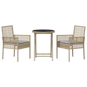 Zahradní bistro set 3 pcs Béžová polyratan - obrázek 7