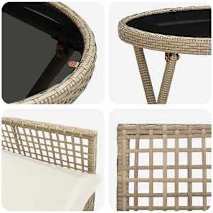 Zahradní bistro set 3 pcs Béžová polyratan - obrázek 9