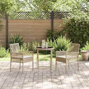 Zahradní bistro set 3 pcs Béžová polyratan - obrázek 4