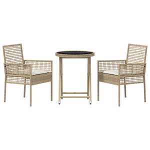 Zahradní bistro set 3 pcs Béžová polyratan - obrázek 7