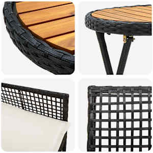 Zahradní bistro set 3 pcs Černá polyratan - obrázek 9