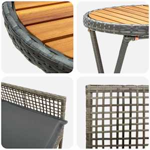 Zahradní bistro set 3 pcs Šedá polyratan - obrázek 9