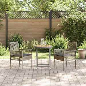 Zahradní bistro set 3 pcs Šedá polyratan - obrázek 4
