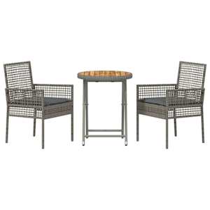 Zahradní bistro set 3 pcs Šedá polyratan - obrázek 7