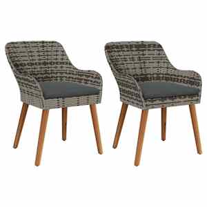 Zahradní křeslo 2 pcs Šedá 62,5 x 55 x 82 cm polyratan - obrázek 2