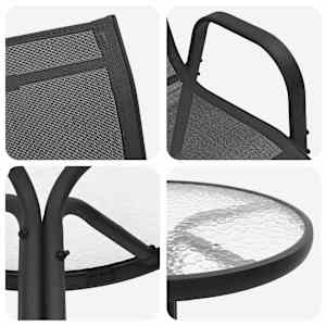 Zahradní bistro set 3 pcs Černá Ocel - obrázek 9