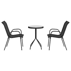 Zahradní bistro set 3 pcs Černá Ocel - obrázek 7