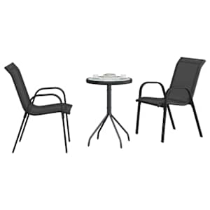 Zahradní bistro set 3 pcs Černá Ocel - obrázek 3