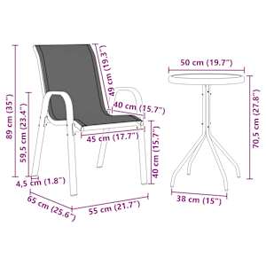 Zahradní bistro set 3 pcs Černá Ocel - obrázek 12