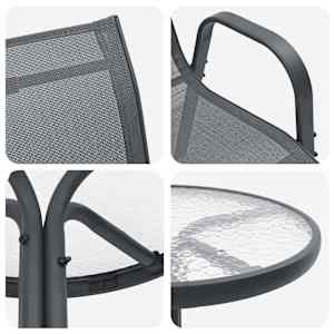 Zahradní bistro set 3 pcs Šedá Ocel - obrázek 9