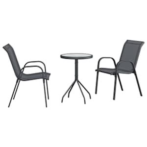 Zahradní bistro set 3 pcs Šedá Ocel - obrázek 2